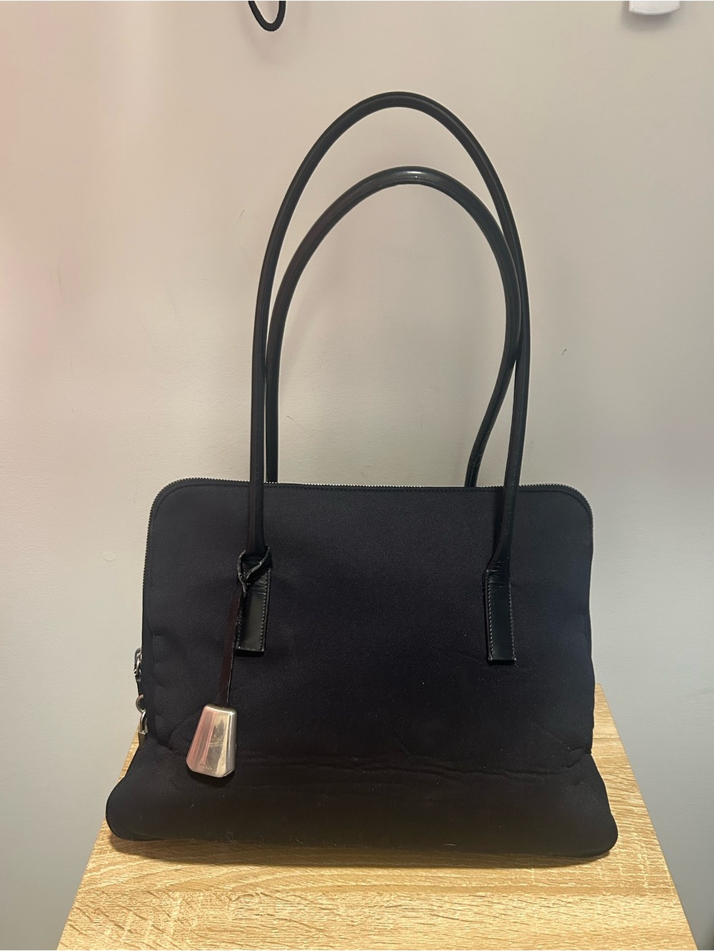 Prada Neoprene Shoulder Bag with Silver Hardware